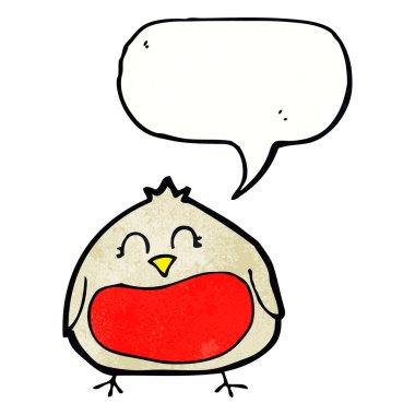 Komik karikatür noel robin konuşma balonu ile