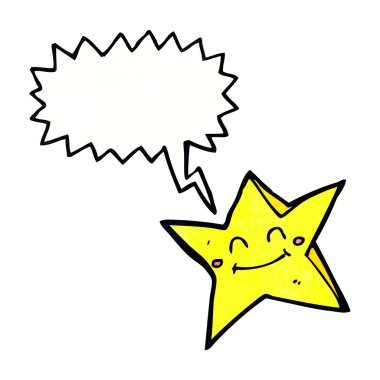 Konuşma balonlu mutlu yıldız karakteri