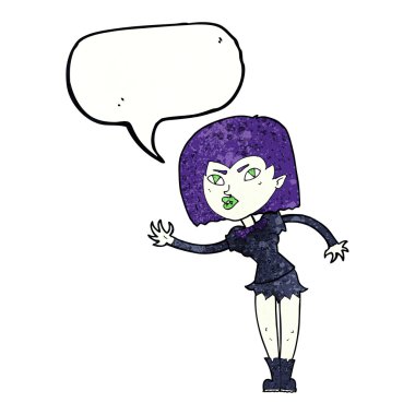 Konuşma baloncuğu olan vampir kız.