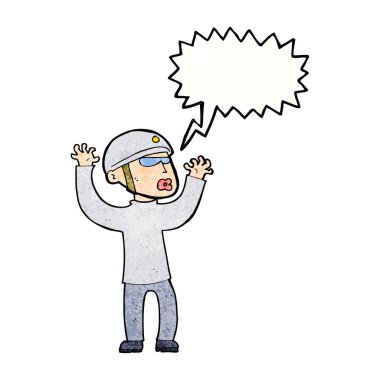 karikatür güvenliği konuşma baloncuğuyla panikliyor