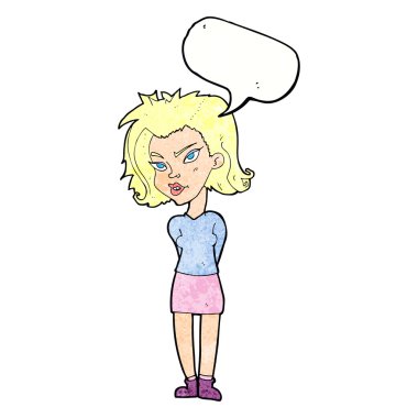karikatür kadınla konuşma balonu