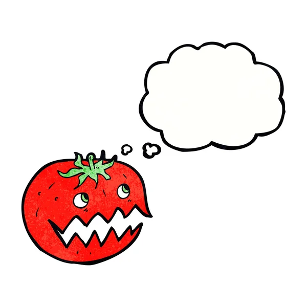 Tomate dessin animé avec bulle de parole — Image vectorielle