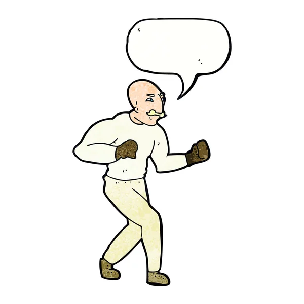 Cartoon victorian boxer with speech bubble — Stock Vector