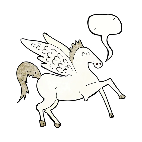 Kreslený pegasus s bublinou řeči — Stockový vektor