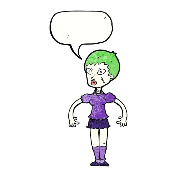 Cartoon zombie monster woman with speech bubble — Stock Vector