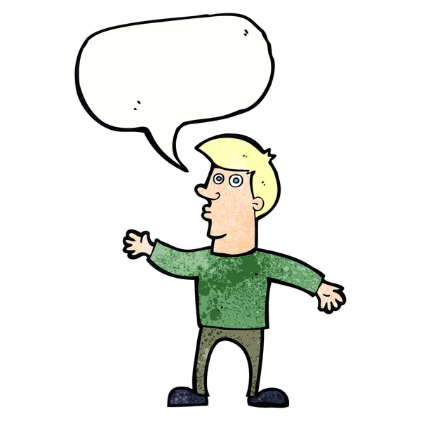 Cartoon worried man with speech bubble — Stock Vector