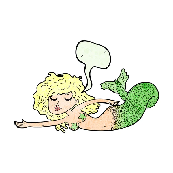 Sirena de dibujos animados con burbuja de habla — Vector de stock