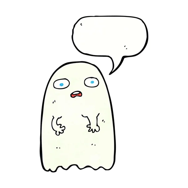 Funny cartoon ghost with speech bubble — Stock Vector