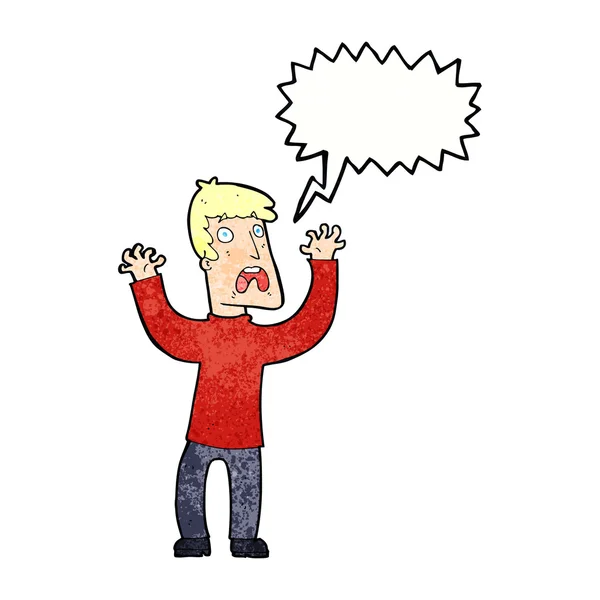 Kartun takut manusia dengan gelembung bicara - Stok Vektor