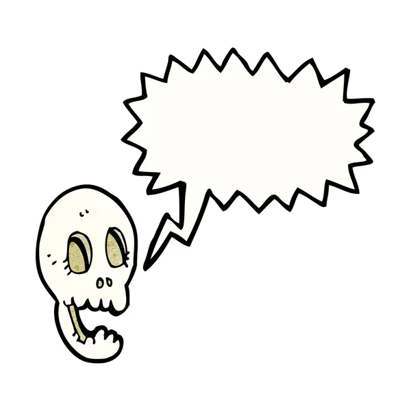 Divertido cráneo de dibujos animados con burbuja de habla — Archivo Imágenes Vectoriales