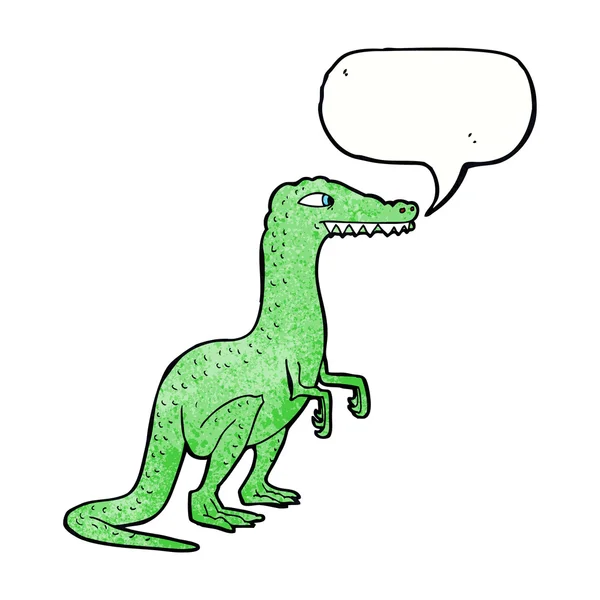 Dinosaure de dessin animé avec bulle de parole — Image vectorielle