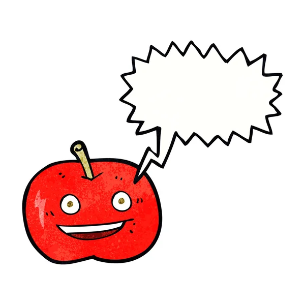 Cartoon shiny apple with speech bubble — Stock Vector