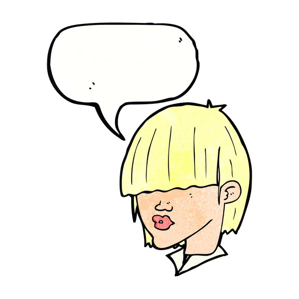 Corte de pelo de moda de dibujos animados con burbuja del habla — Vector de stock
