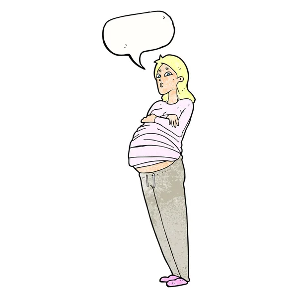 Dessin animé femme enceinte avec bulle d'expression — Image vectorielle