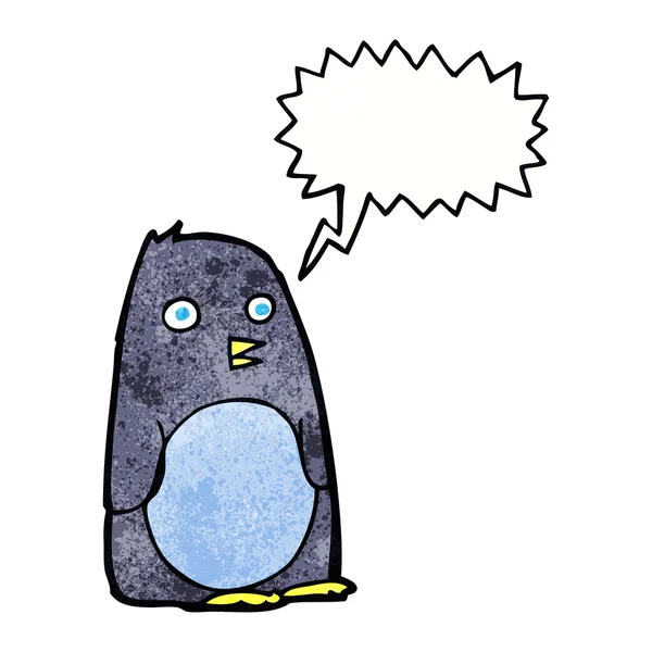 Pingüino de dibujos animados con burbuja del habla — Vector de stock