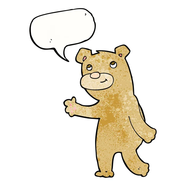 Dibujos animados feliz ondeando oso con burbuja de habla — Archivo Imágenes Vectoriales