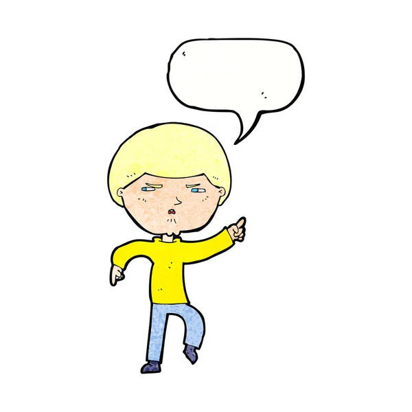 Cartoon annoyed man with speech bubble — Stock Vector