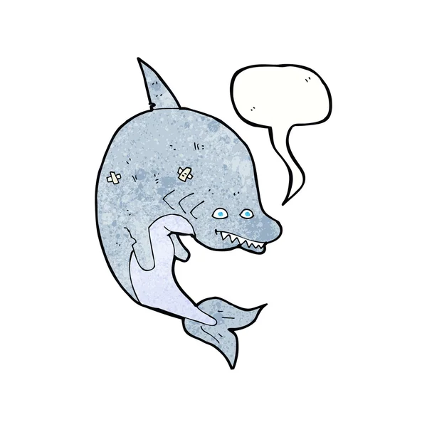 Мультяшная акула с пузырьком речи — стоковый вектор