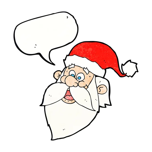 Dessin animé joyeux Père Noël claus visage avec bulle de parole — Image vectorielle