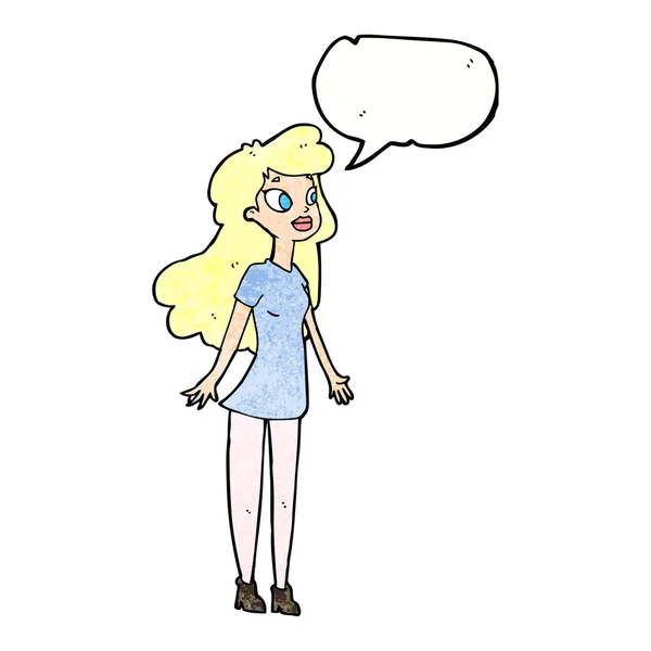 Dessin animé jolie fille avec bulle de discours — Image vectorielle