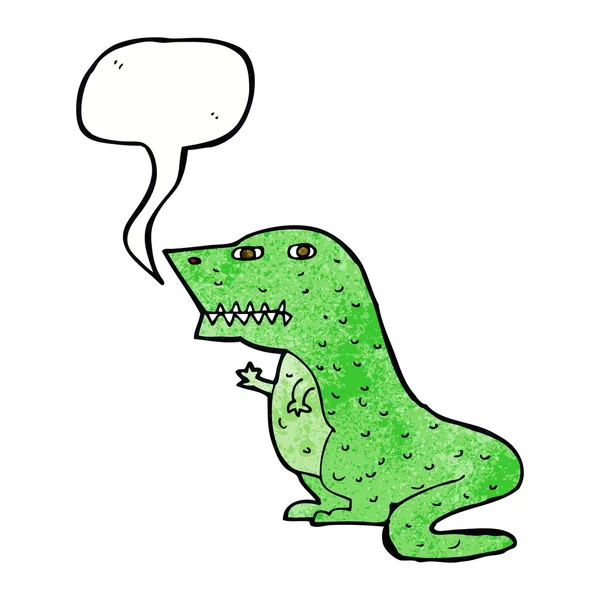 Dinossauro dos desenhos animados com bolha de fala —  Vetores de Stock