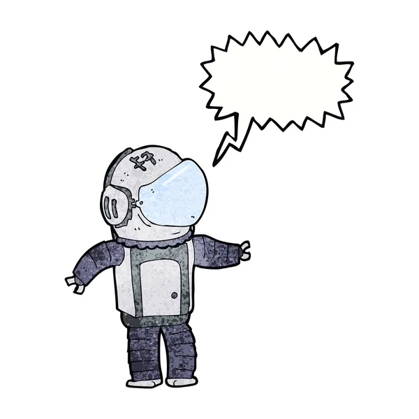 Astronaute dessin animé avec bulle vocale — Image vectorielle
