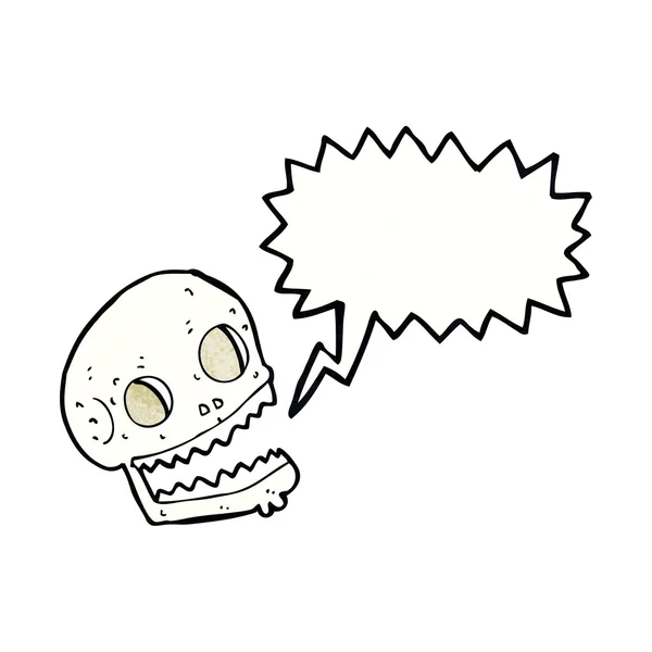 Calavera espeluznante de dibujos animados con burbuja del habla — Vector de stock