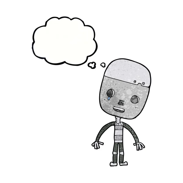 Cartoon trauriger Roboter mit Sprechblase — Stockvektor