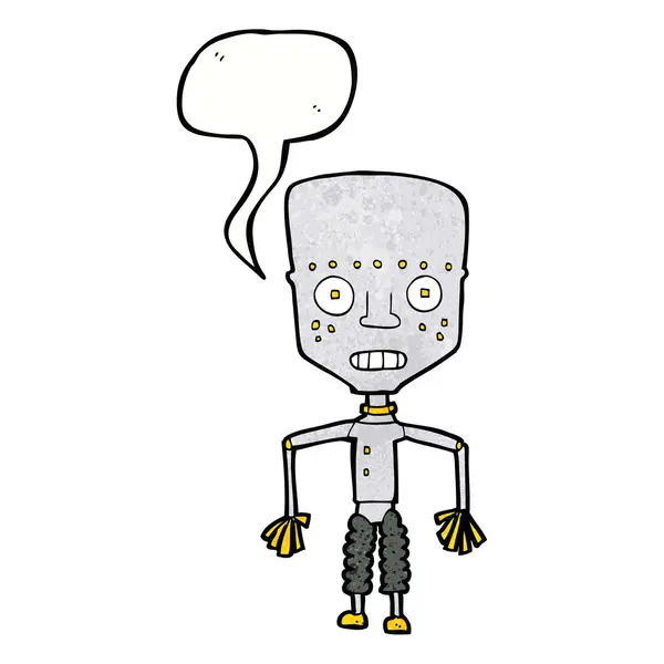 Divertido robot de dibujos animados con burbuja de habla — Archivo Imágenes Vectoriales