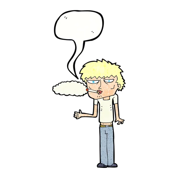 Cartoon smoker with speech bubble — Stock Vector