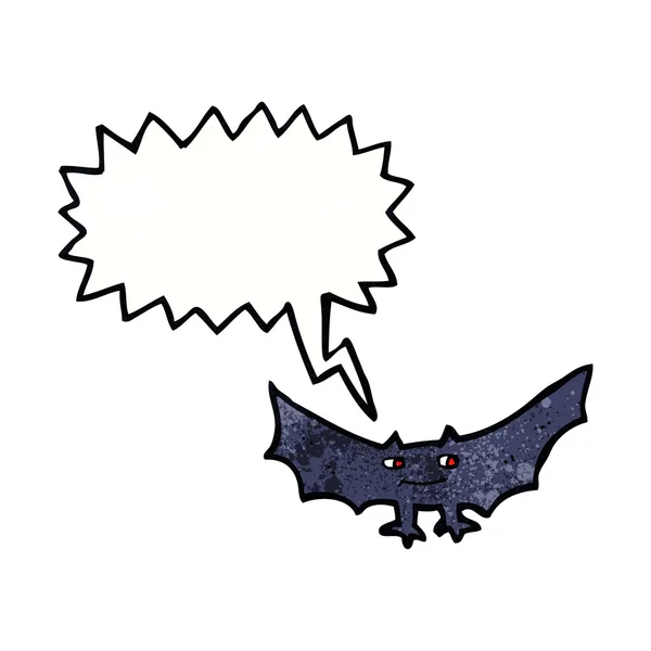 Desenho animado morcego vampiro assustador com bolha de fala — Vetor de Stock