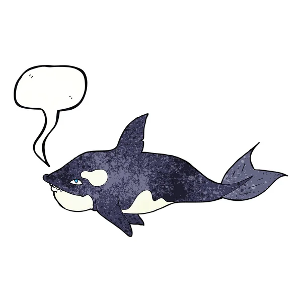 Cartoon killer whale with speech bubble — Stock Vector