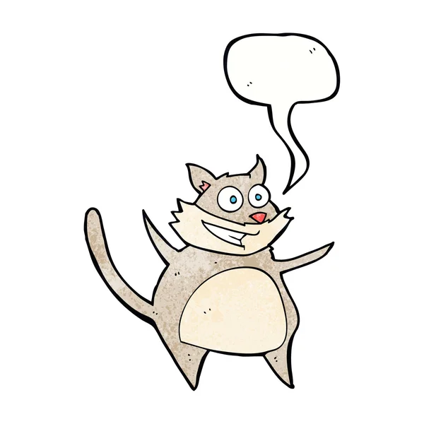 Divertido gato de dibujos animados con burbuja de habla — Vector de stock