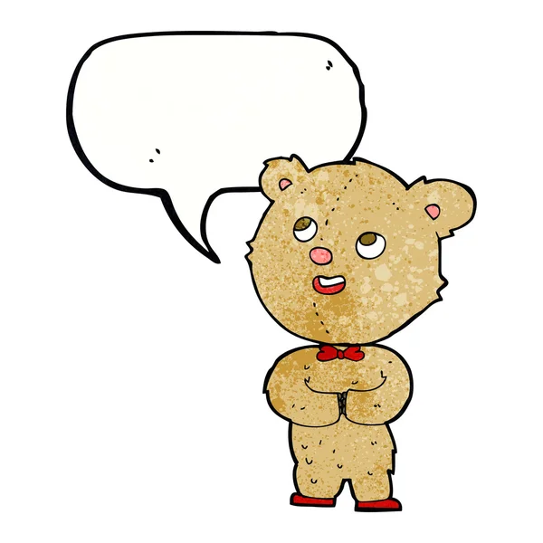 Cartoon cute teddy bear with speech bubble — Stock Vector