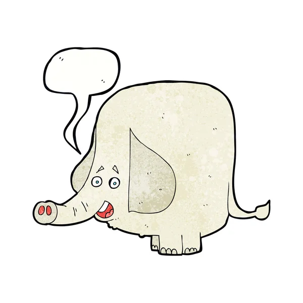Dibujos animados elefante feliz con burbuja de habla — Vector de stock