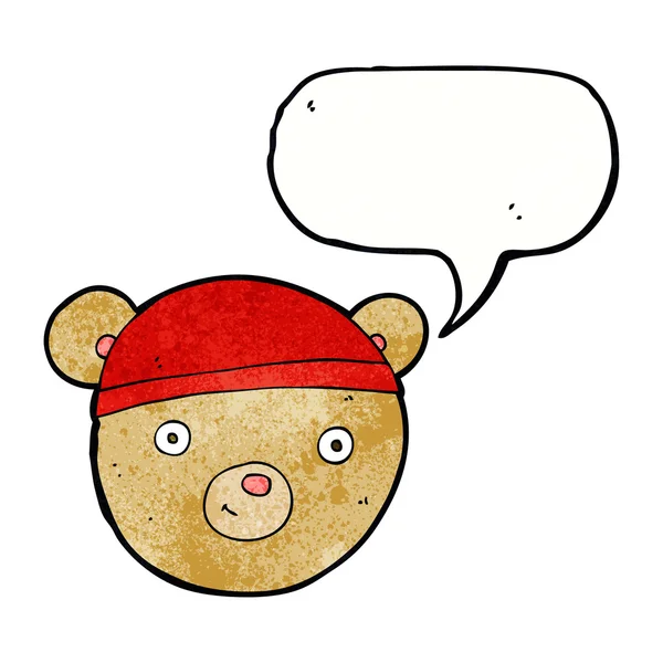 Cabeça de urso de pelúcia de desenho animado com bolha de fala — Vetor de Stock