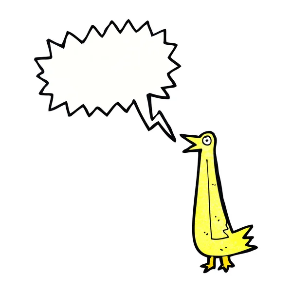 Divertente uccello del fumetto con la bolla discorso — Vettoriale Stock
