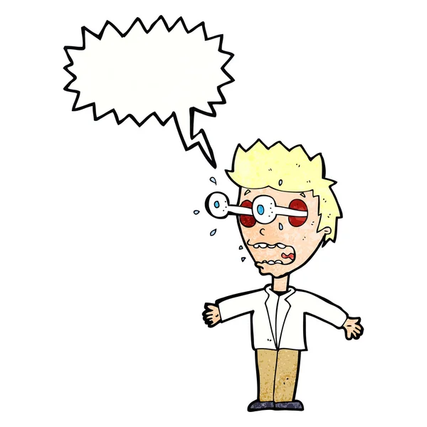 Cartoon staring man with speech bubble — Stock Vector