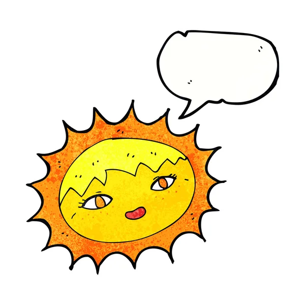 Cartoon pretty sun with speech bubble — Stock Vector