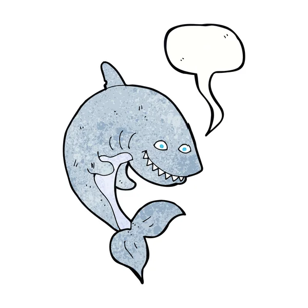Tiburón de dibujos animados con burbuja de habla — Vector de stock