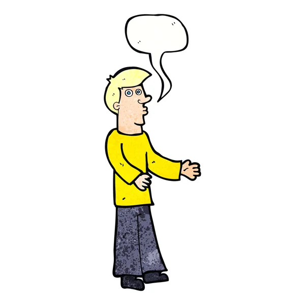 Dibujos animados hombre curioso con burbuja de habla — Vector de stock