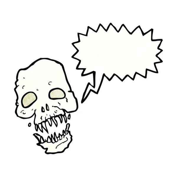 Cartoon eng schedel met spraakbel — Stockvector
