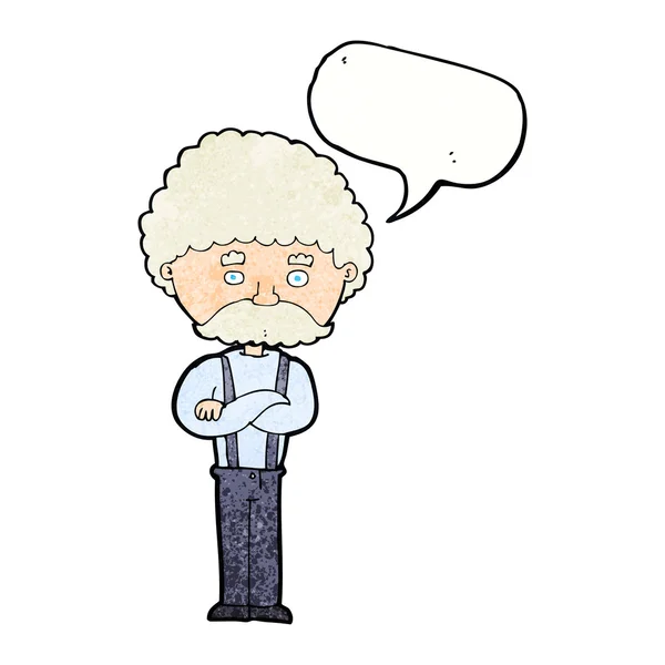 Cartoon old man  with speech bubble — Stock Vector