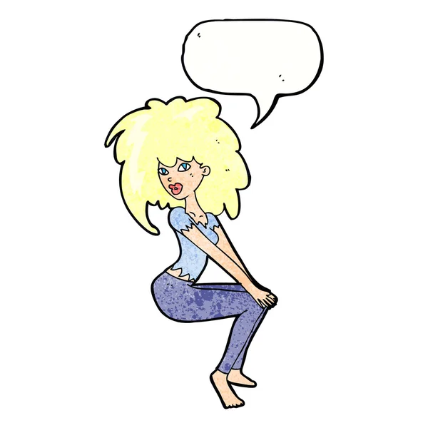 Mujer de dibujos animados con el pelo grande con burbuja del habla — Archivo Imágenes Vectoriales