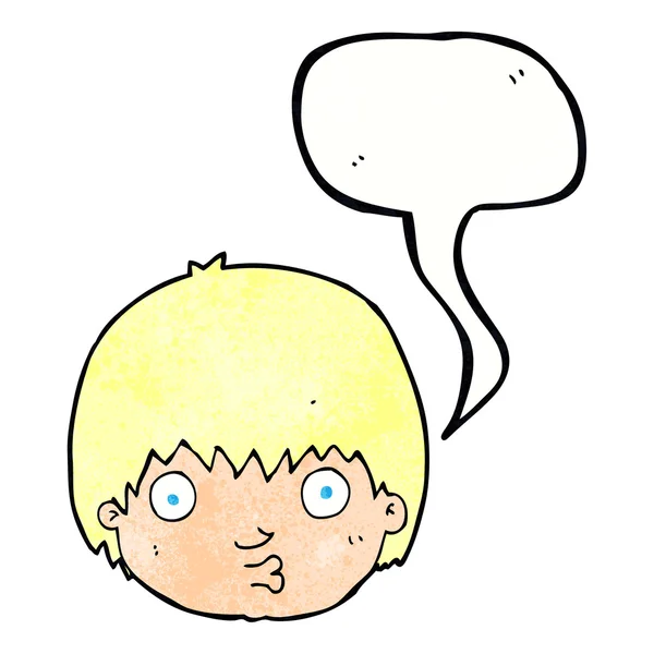 Konuşma balonu ile karikatür meraklı çocuk — Stok Vektör