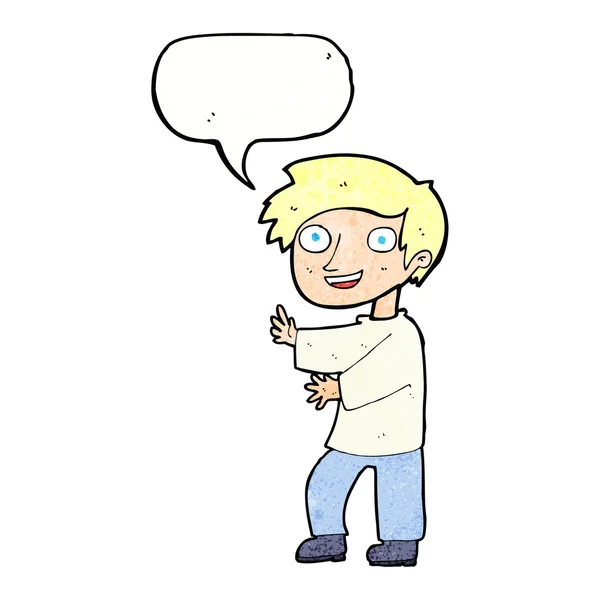 Desenho animado menino com bolha de fala —  Vetores de Stock