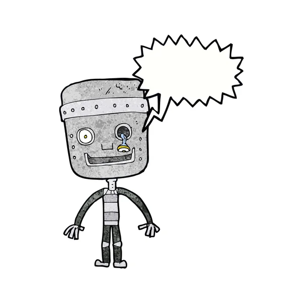 具有言语泡沫的卡通滑稽机器人 — 图库矢量图片