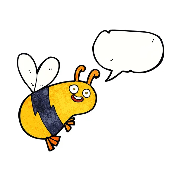 Divertida abeja de dibujos animados con burbuja de habla — Vector de stock