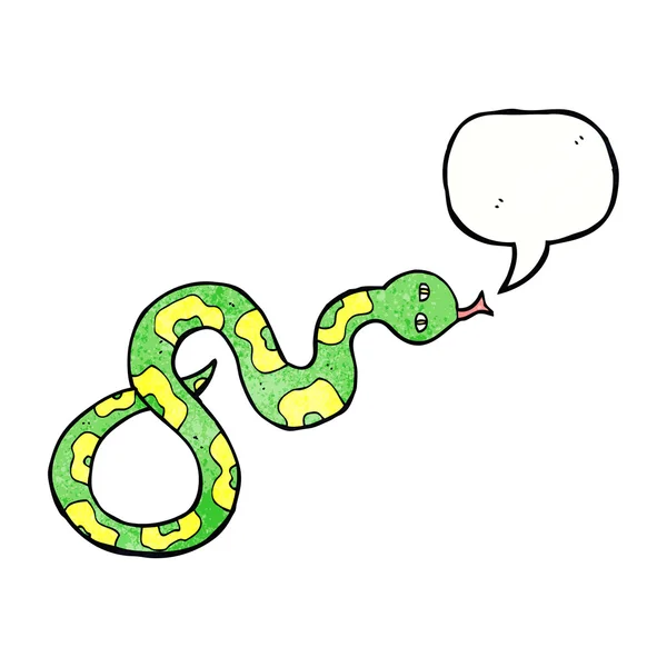 Serpiente de dibujos animados con burbuja del habla — Vector de stock