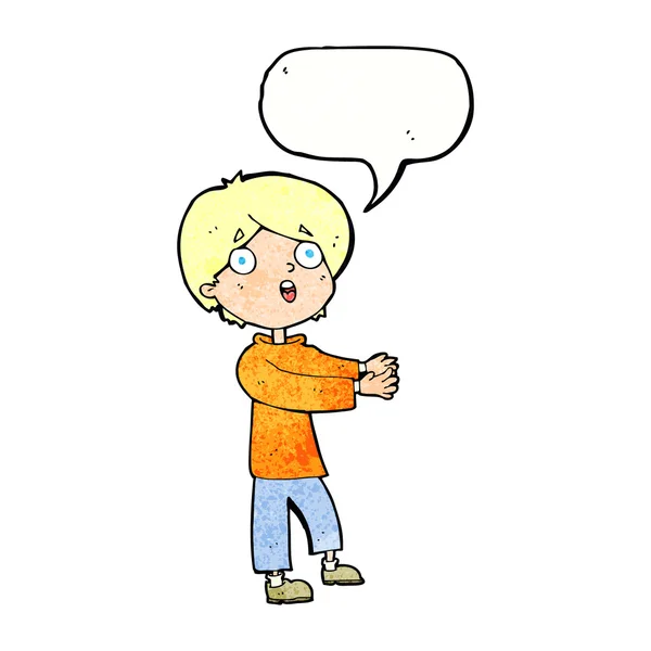 Cartoon shocked boy with speech bubble — Stock Vector